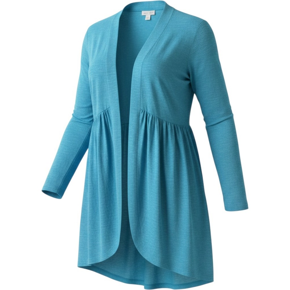 J. Jill Love Linen Cardigan Sweater Womens Small Turquoise Blue Open Front Knit